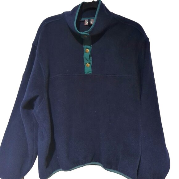 WOOLRICH Jacket Mens XL Vintage Long-sleeve Quarter Snap  Pullover Blue Green - Picture 1 of 15